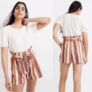 Madewell Paperbag Shorts in Rainbow Stripe NWOT